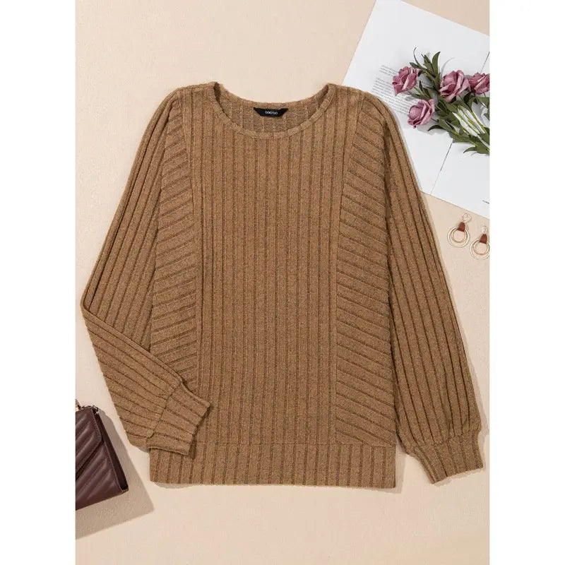 Womens Soft Long Sleeve Crewneck Knit Top for Fall & Winter