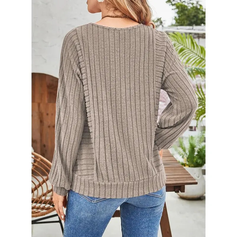 Womens Soft Long Sleeve Crewneck Knit Top for Fall & Winter