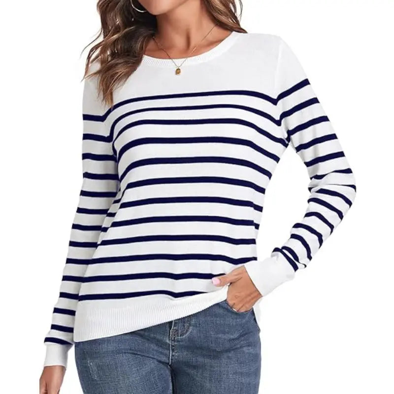 QUALFORT Women's 100% Cotton Crewneck Knitwear - Lightweight