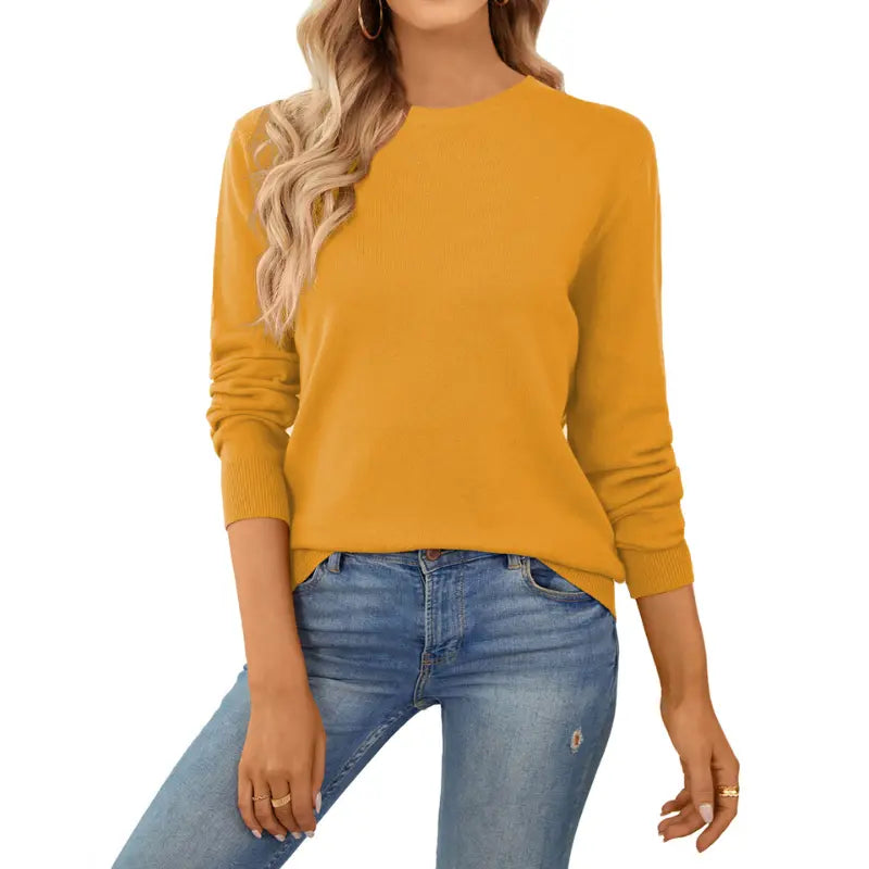 QUALFORT Women's 100% Cotton Crewneck Knitwear - Lightweight