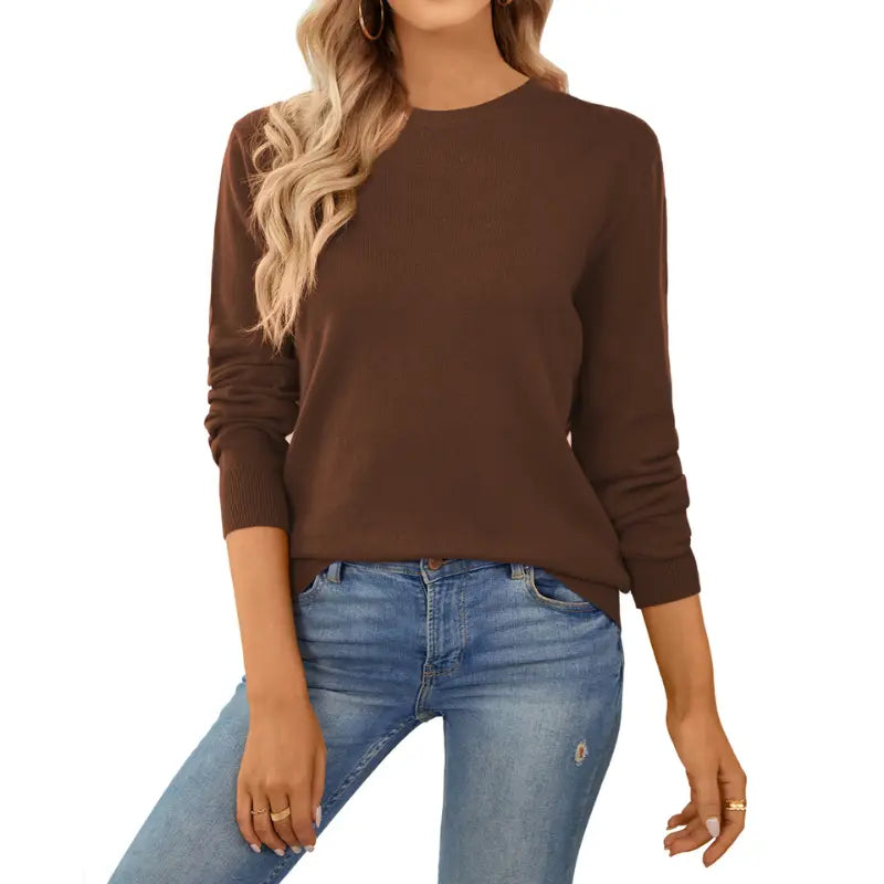 QUALFORT Women's 100% Cotton Crewneck Knitwear - Lightweight