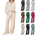 Women’s Half-Zip Sweatshirt & Wide-Leg Pants Set – Relaxed Two-Piece Outfit