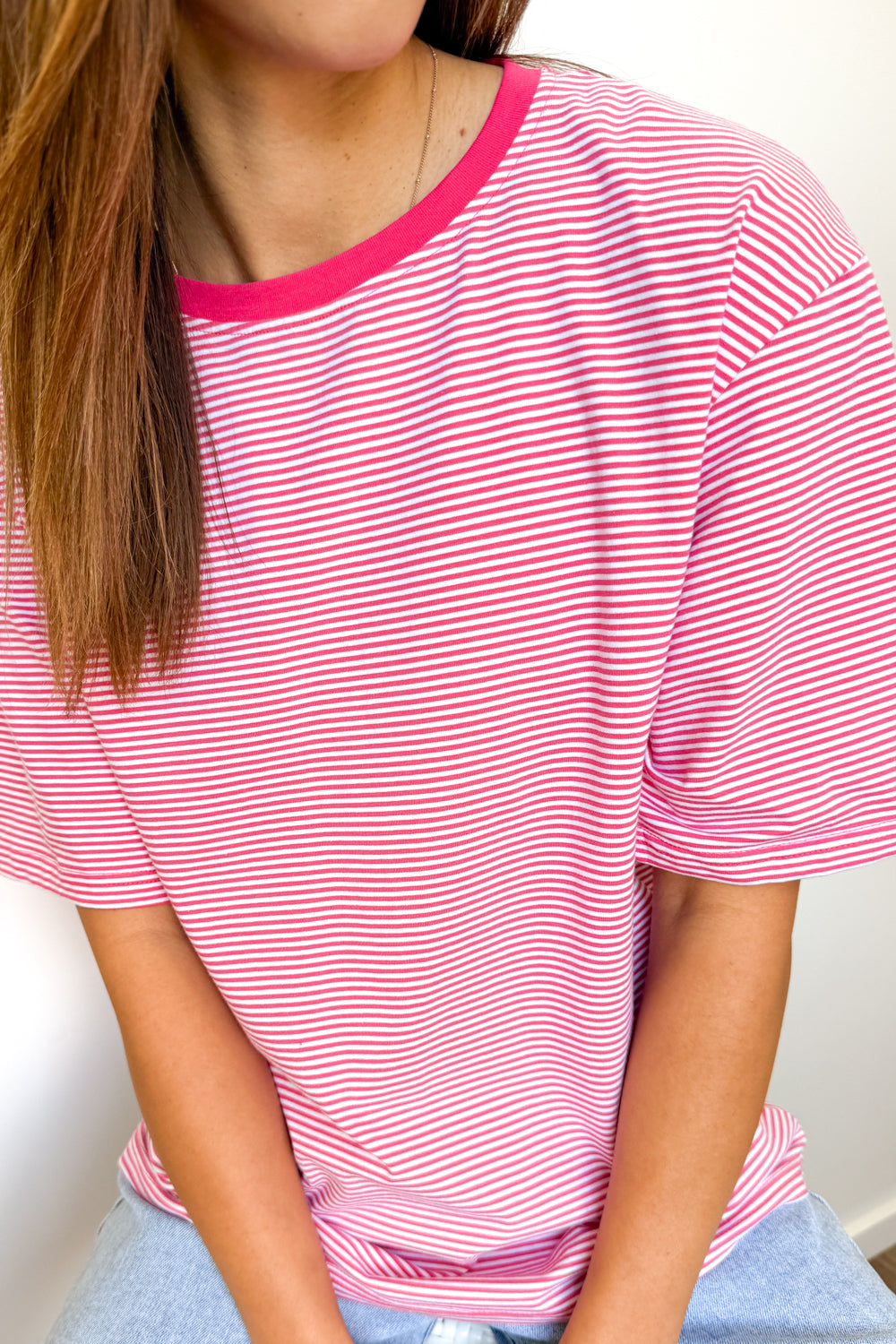 Tammie Tee - Pink White Stripe