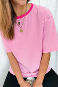 Tammie Tee - Pink White Stripe