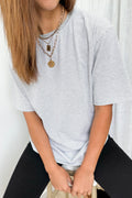 Tammie Tee - Grey White Stripe
