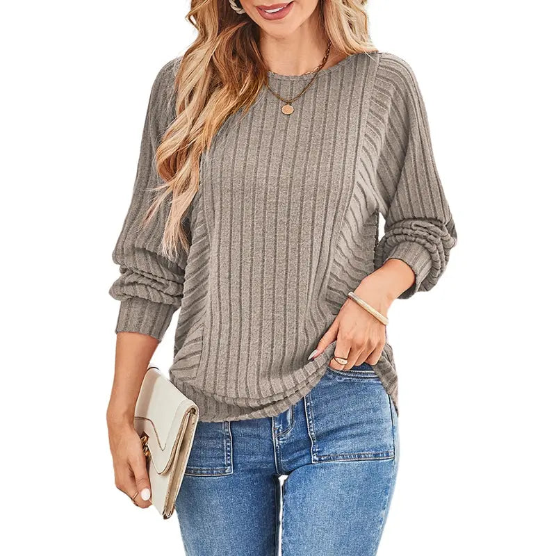 Womens Soft Long Sleeve Crewneck Knit Top for Fall & Winter