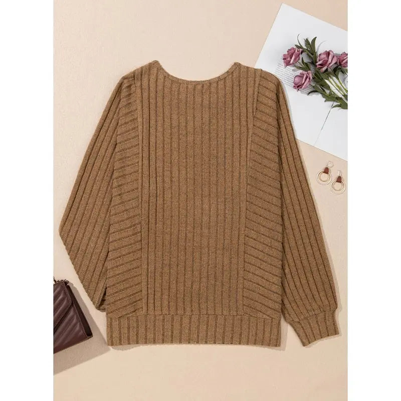 Womens Soft Long Sleeve Crewneck Knit Top for Fall & Winter