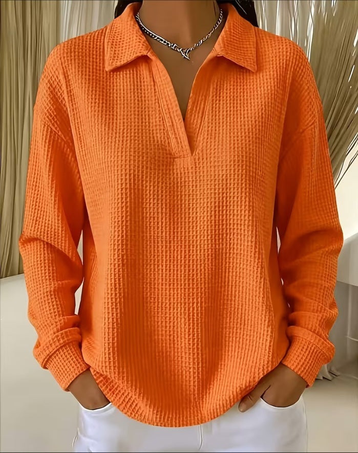 🔥Women's Waffle Knit Crewneck Sweatshirt