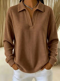 🔥Women's Waffle Knit Crewneck Sweatshirt