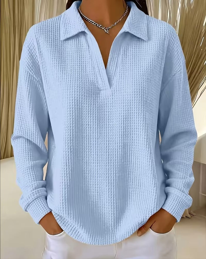 🔥Women's Waffle Knit Crewneck Sweatshirt