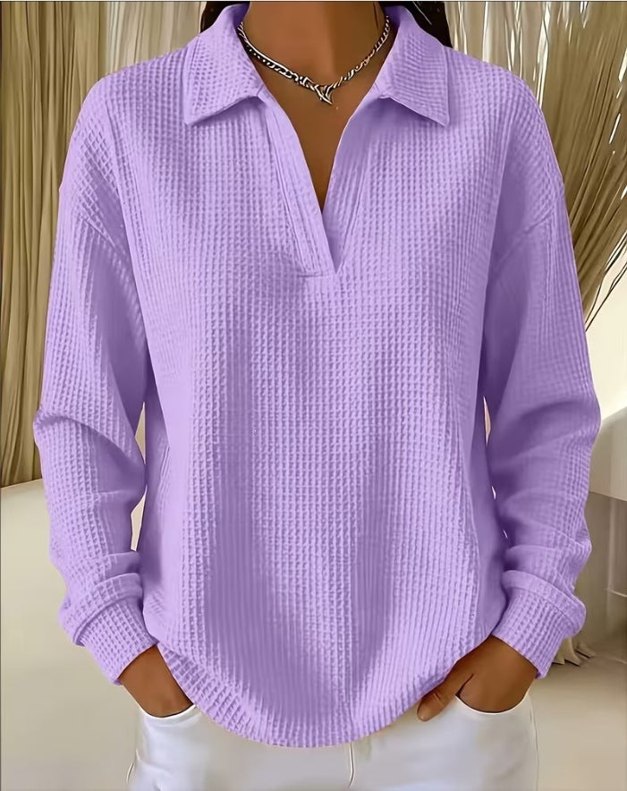 🔥Women's Waffle Knit Crewneck Sweatshirt