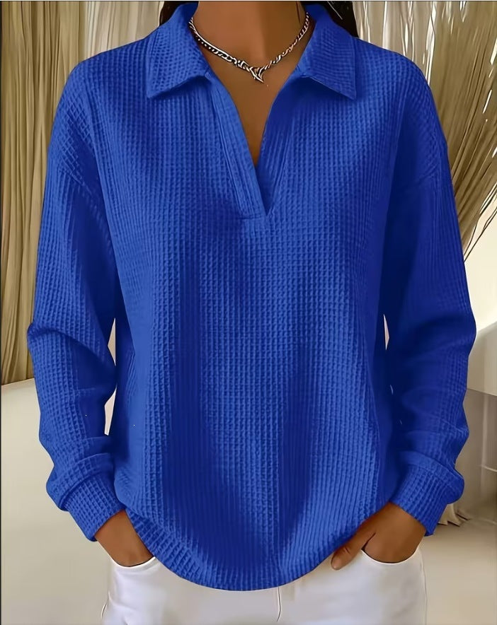 🔥Women's Waffle Knit Crewneck Sweatshirt