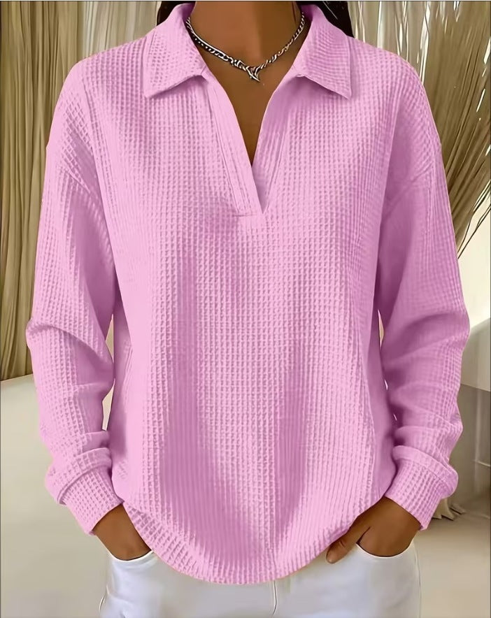 🔥Women's Waffle Knit Crewneck Sweatshirt