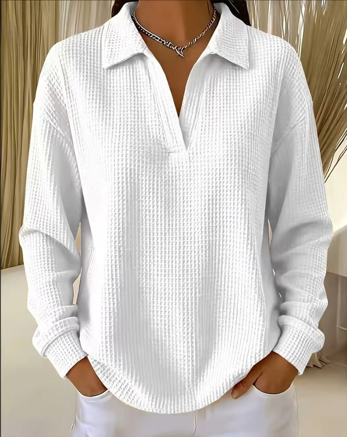 🔥Women's Waffle Knit Crewneck Sweatshirt
